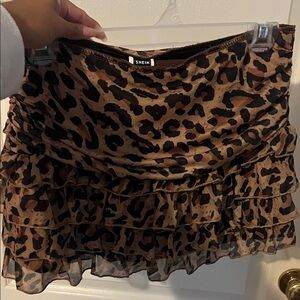 SHEIN Animal Print Layered Mini Skirt